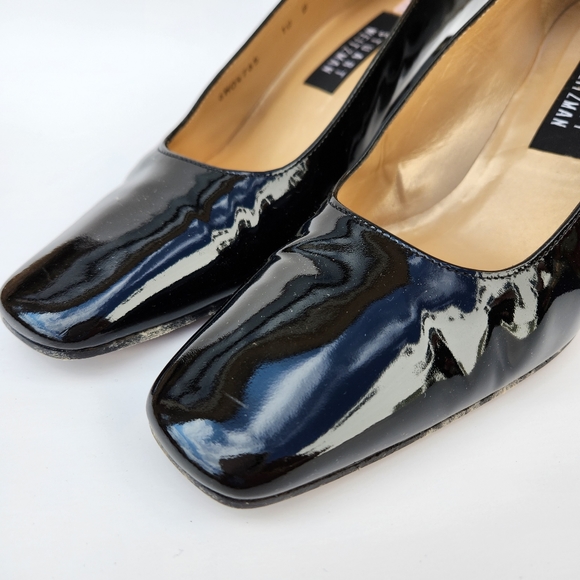 Stuart Weitzman Vintage 00s Black Patent Block Heel - Picture 5 of 11